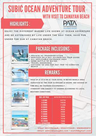 SUBIC OCEAN ADVENTURE TOUR WITH VISIT TO CAMAYAN BEACH